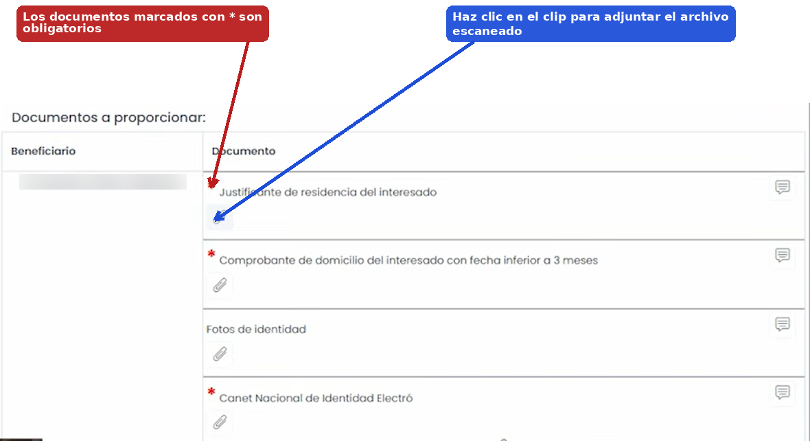 Adjunta los documentos