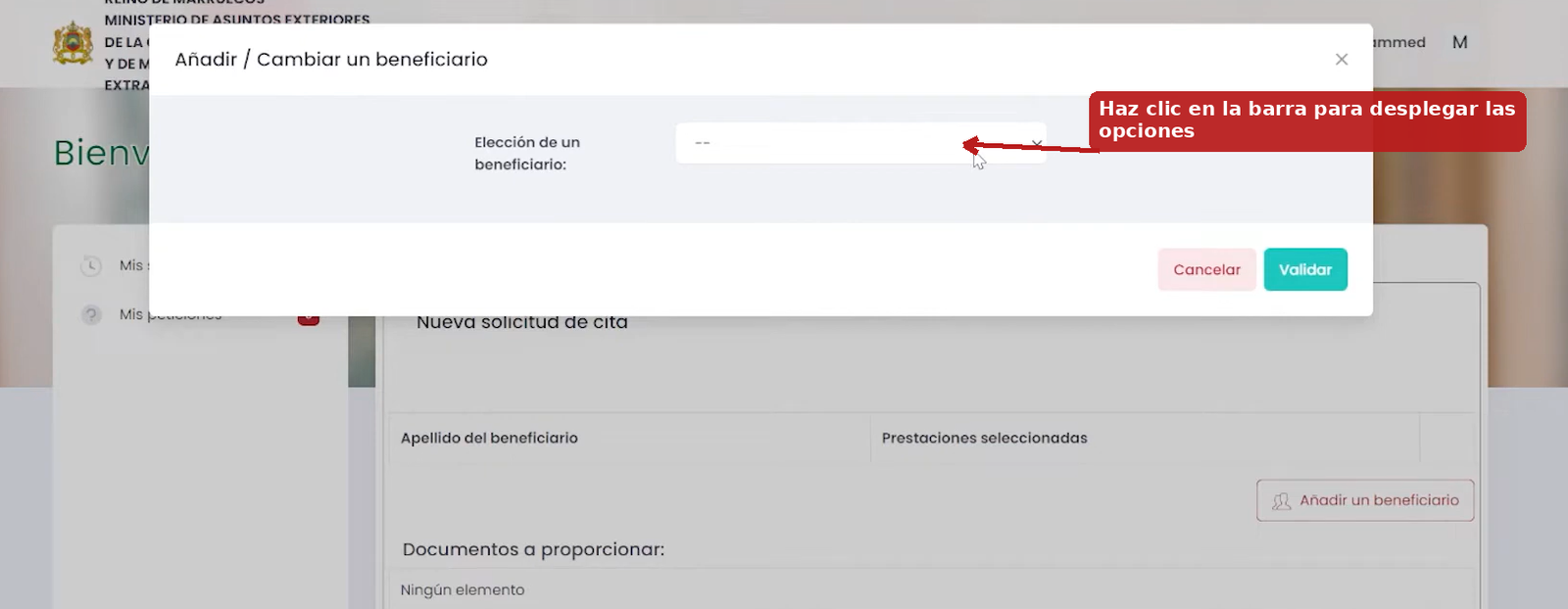 Elección de un beneficiario
