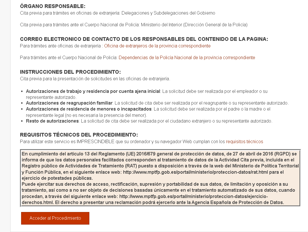 Lee las instrucciones y accede al procedimiento