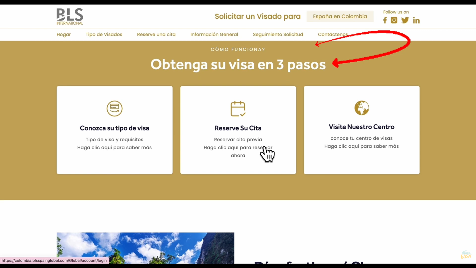 Accede a la sección de reserva