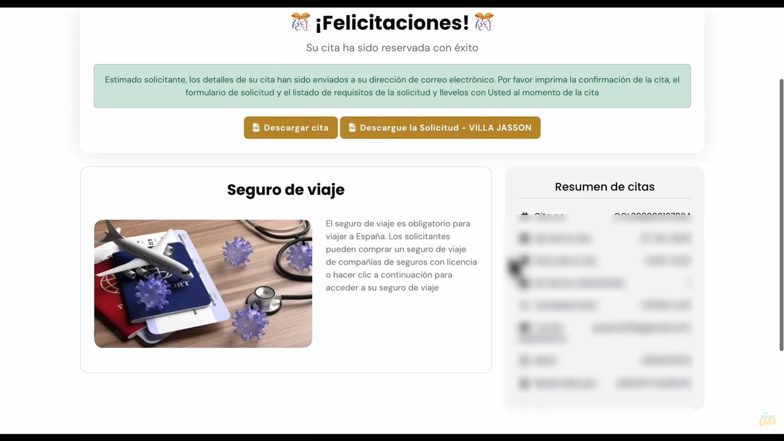 Descarga la confirmación de tu cita