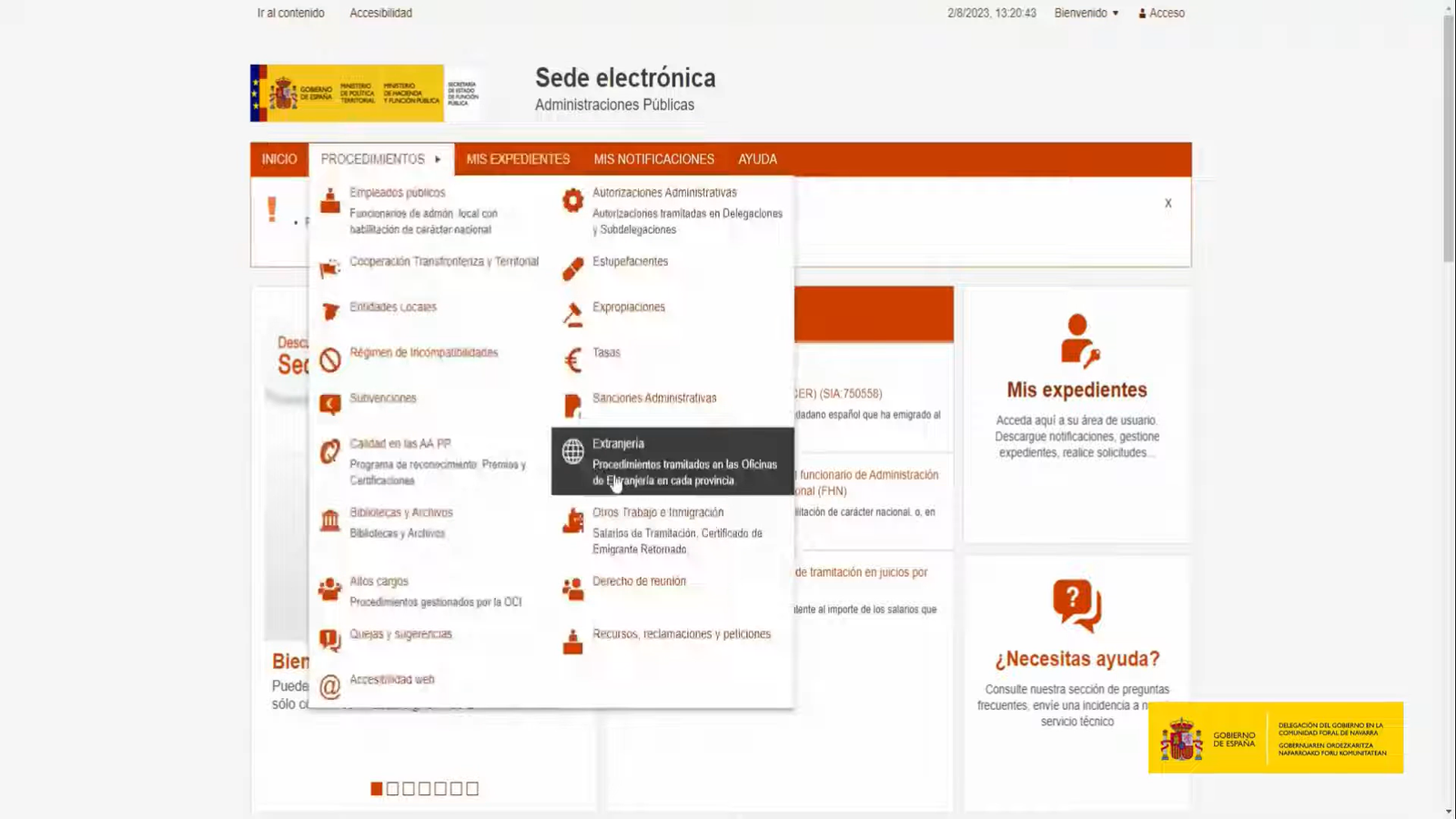 Accede a Extranjería desde Procedimientos