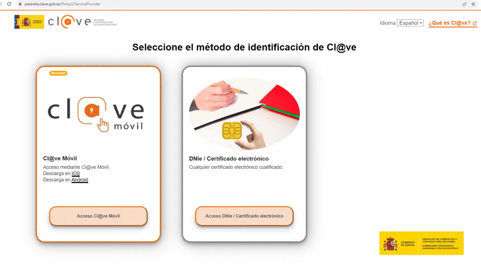 Identifícate con Cl@ve