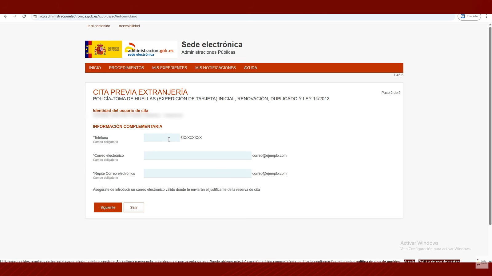 Añade tu teléfono y correo electrónico