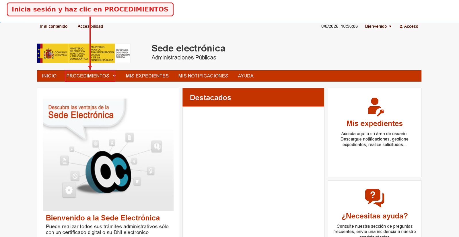 Abre Procedimientos y elige Extranjería