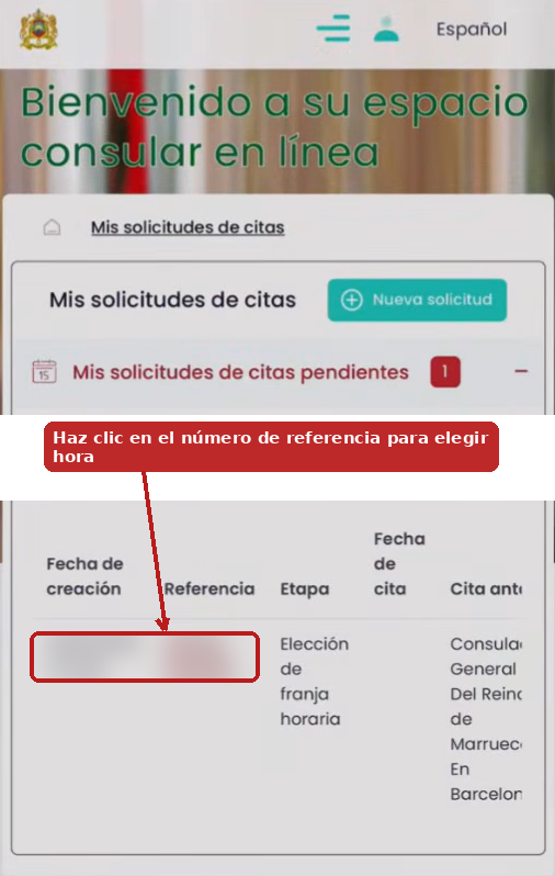 Elección de franja horaria